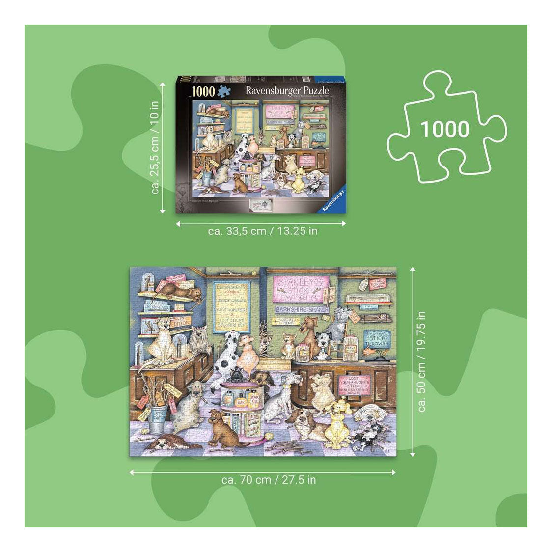 Ravensburger – dapper dog's no.2: stanley stick 'em – legpuzzel – 1000 stukjes