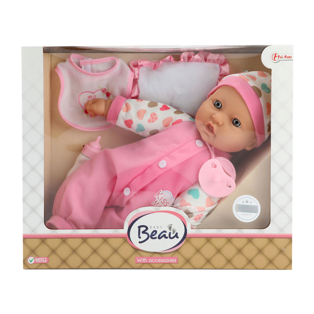 Toi-toys Baby Beau Babypuppe mit Flasche und Lätzchen, 40 cm