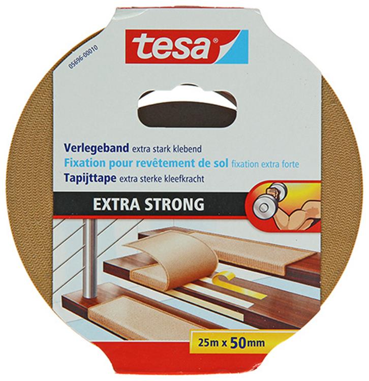 Tesa 1054489 – Teppichband extra stark 25 m x 50 mm | 6 Stück