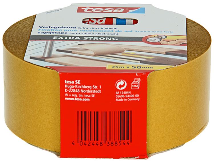 Tesa 1054489 – Teppichband extra stark 25 m x 50 mm | 6 Stück