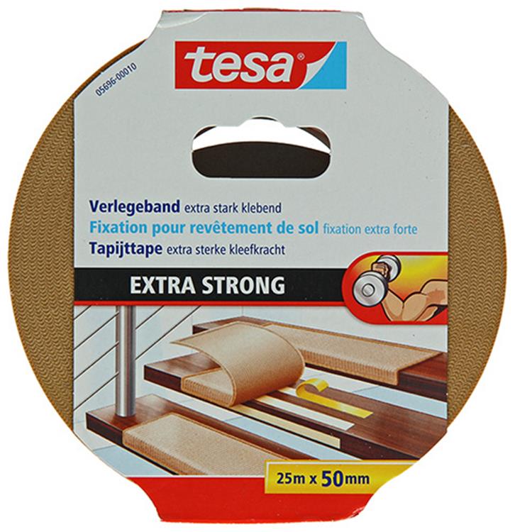 Tesa 1054489 – Teppichband extra stark 25 m x 50 mm | 6 Stück