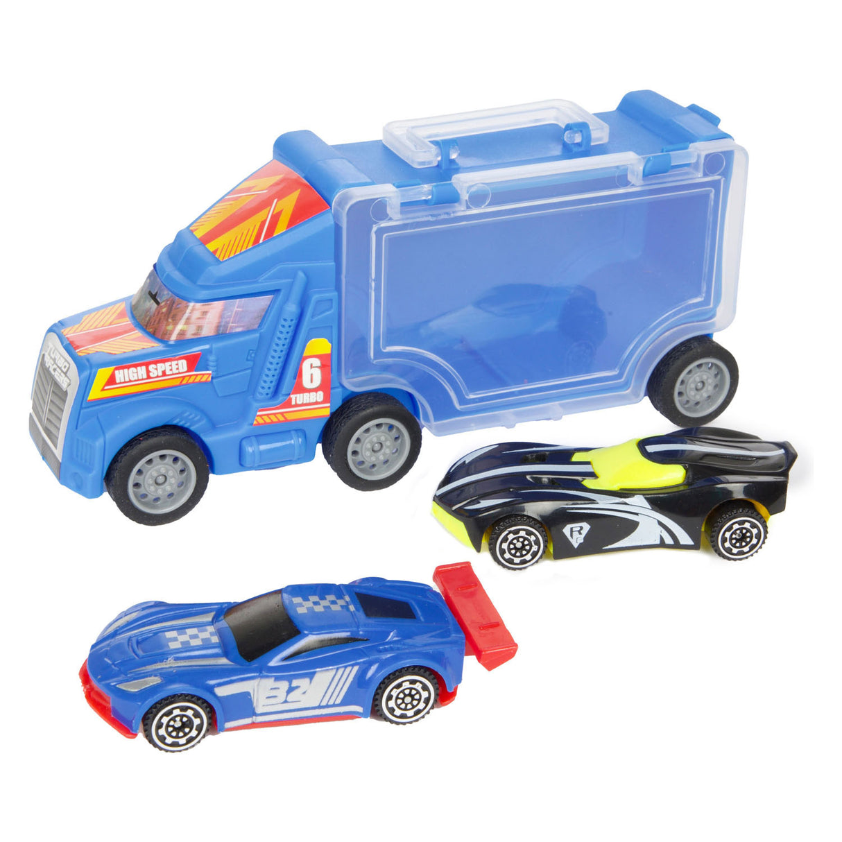Turbo-Racer-Truck mit Rennwagen, 3-teilig.