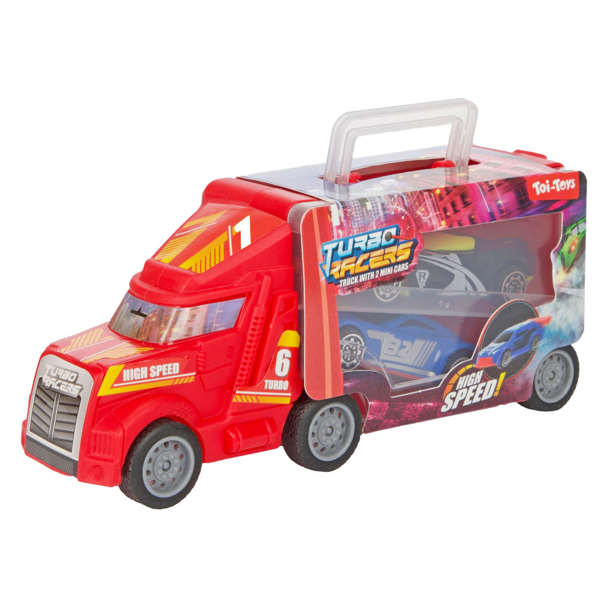 Turbo-Racer-Truck mit Rennwagen, 3-teilig.
