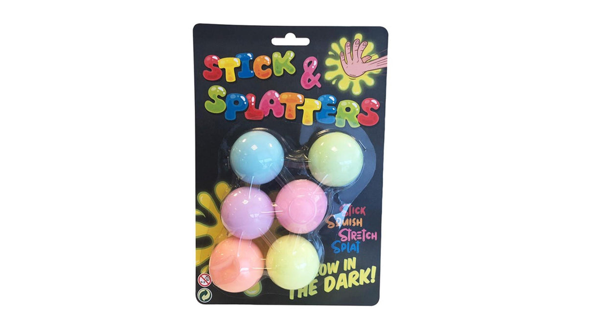 Johntoy klebriger Stretch-Ball, der im Dunkeln leuchtet, 6 Stück
