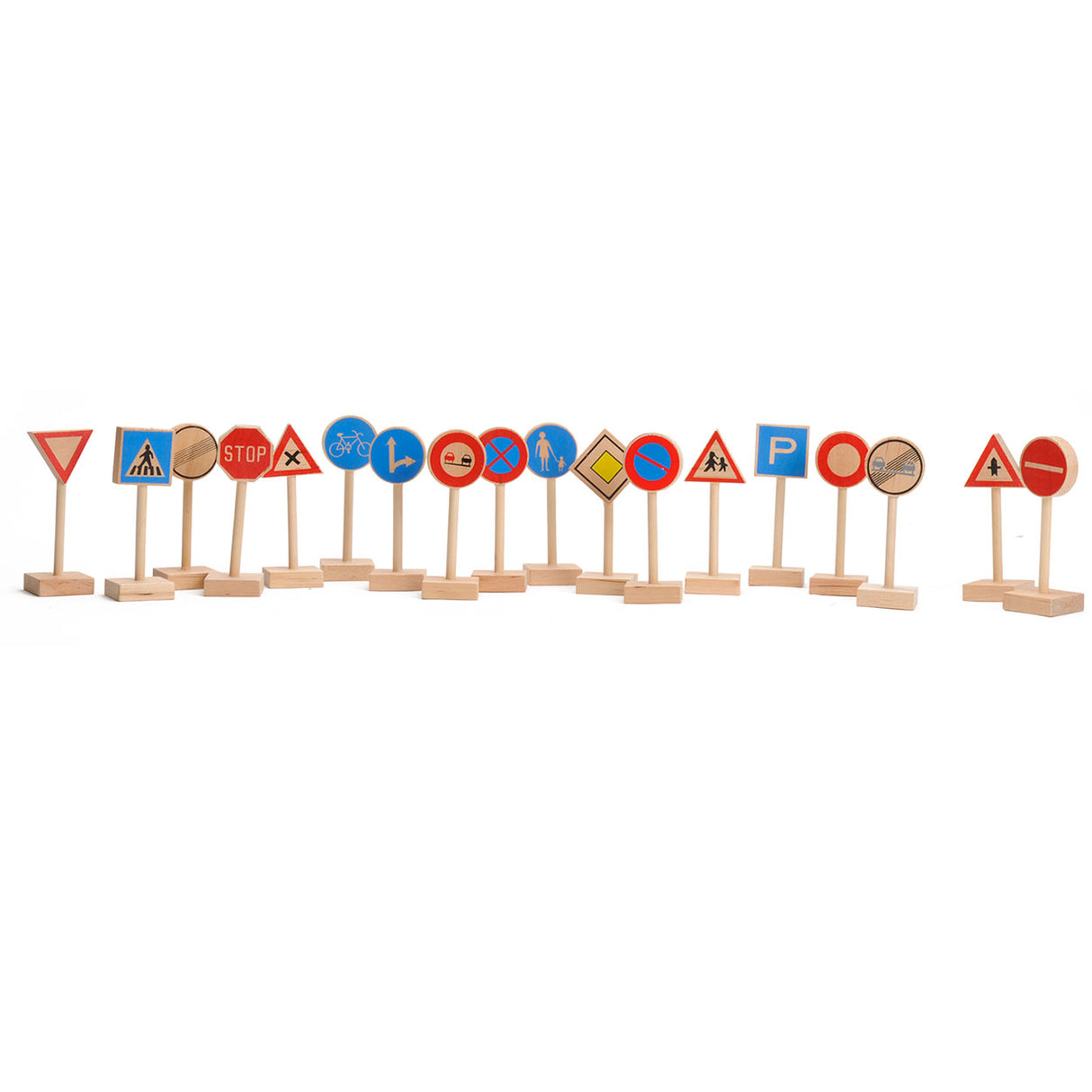Playwood Verkehrszeichen-Set aus Holz, 18-teilig.