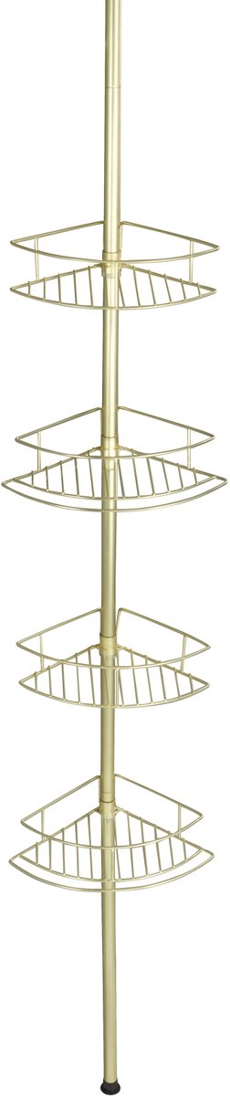 Wenko Teleskop-Duschregal Dolcedo 4-lagiger Edelstahl mattgold - ausziehbar von 65 bis 275cm - Duschkorb - Montage ohne Bohren