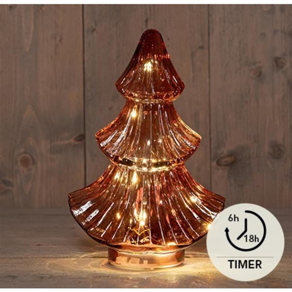 Anna's Collection LED-Weihnachtsbaum aus Glas, bordeaux, H24 cm