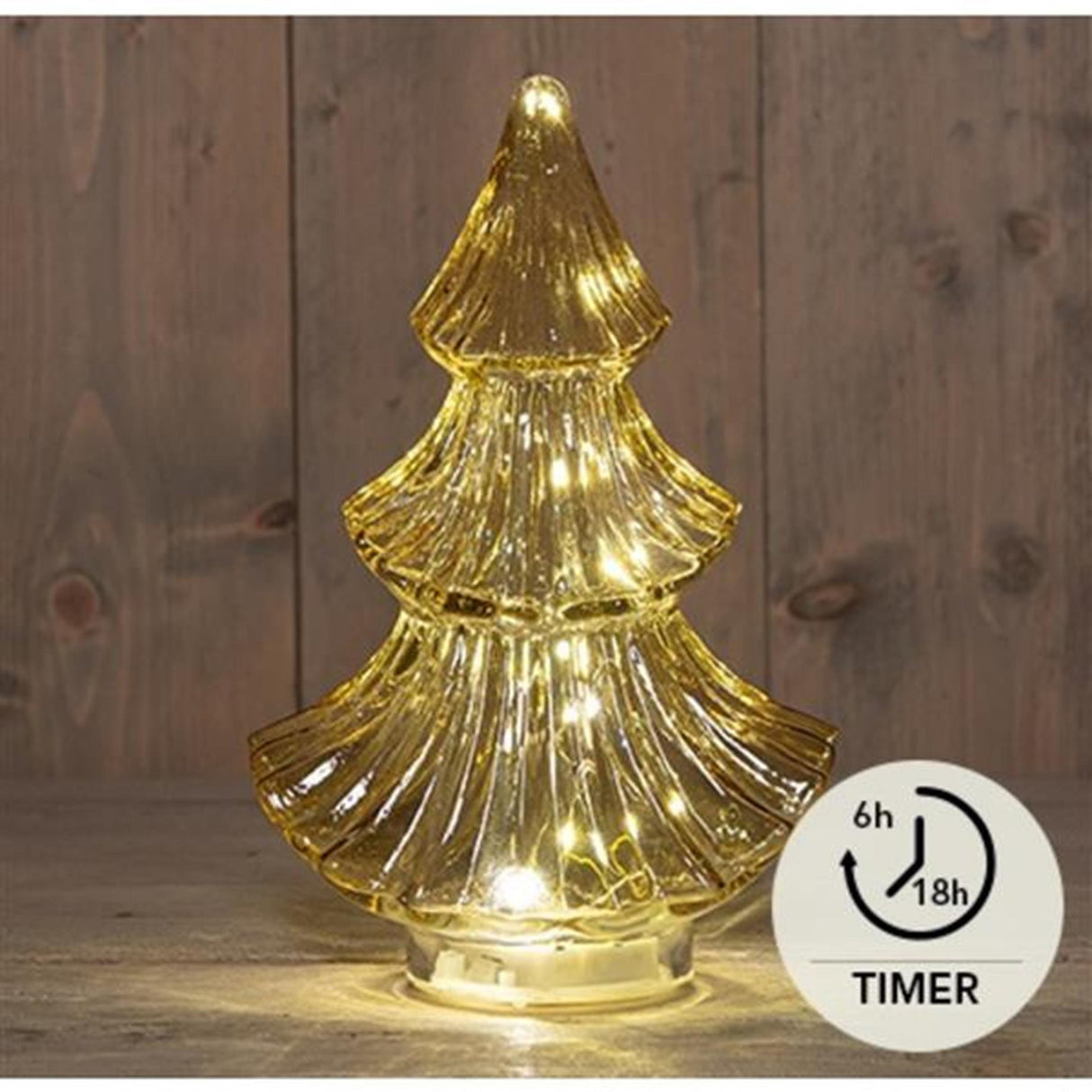 Anna's Collection LED-Weihnachtsbaum aus Glas, bernsteinfarben, H24 cm