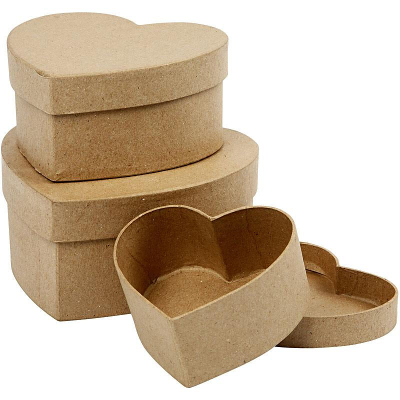Hearts Boxes Paper-Maché, 3st.