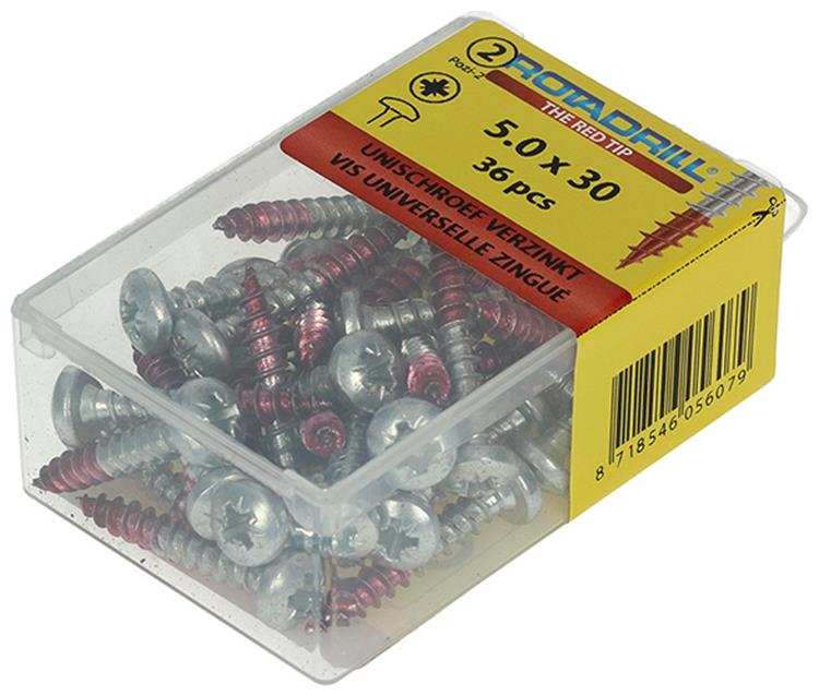 Rotadrill 1039834 - universeelschroef ck pzd vz 5.0x30mm (36) | 6 stuks