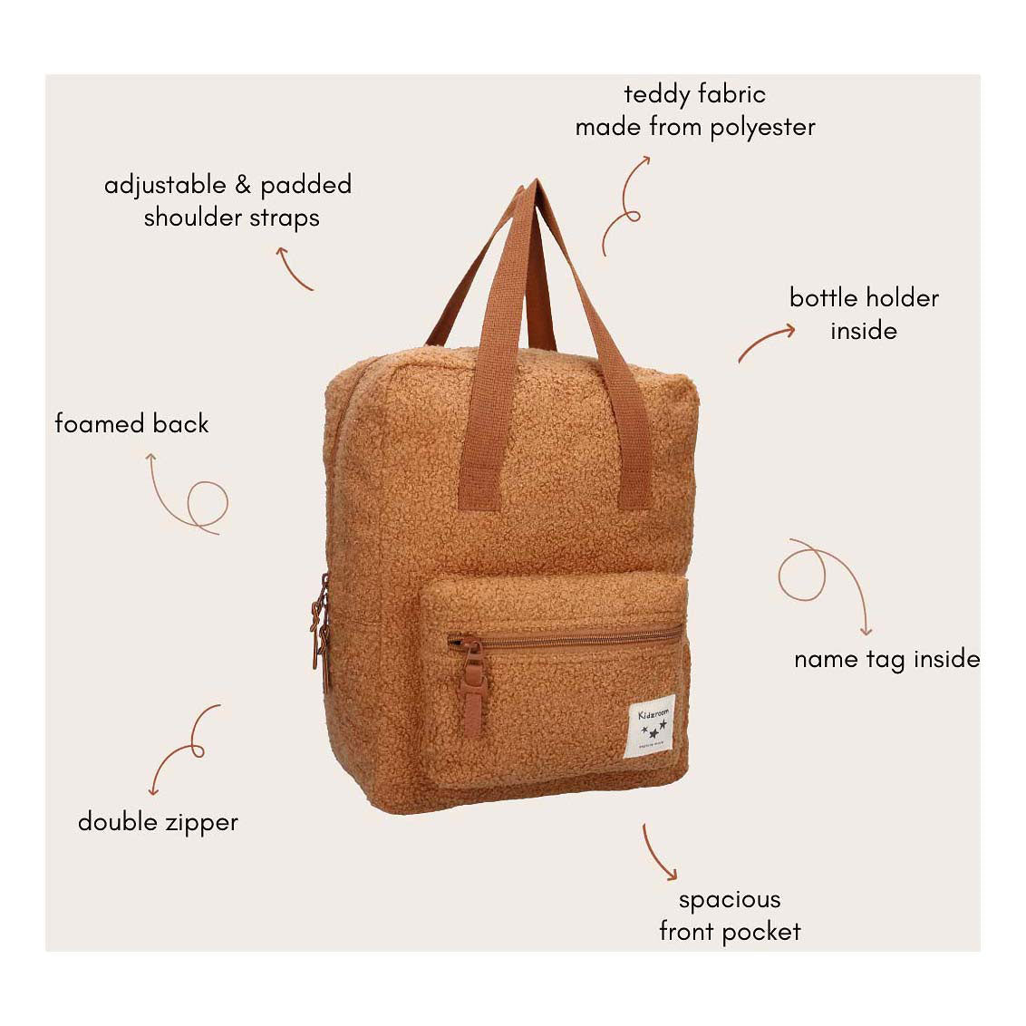Kidzroom Rucksack Berlin Soft Whispers Braun