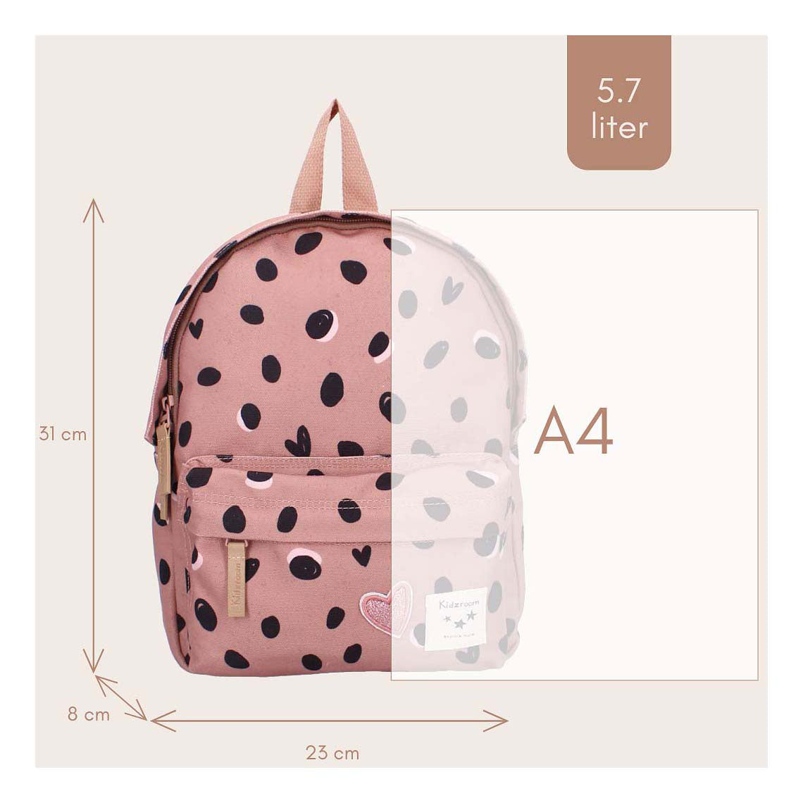 Kidzroom Rucksack Loving Days schwarze Punkte