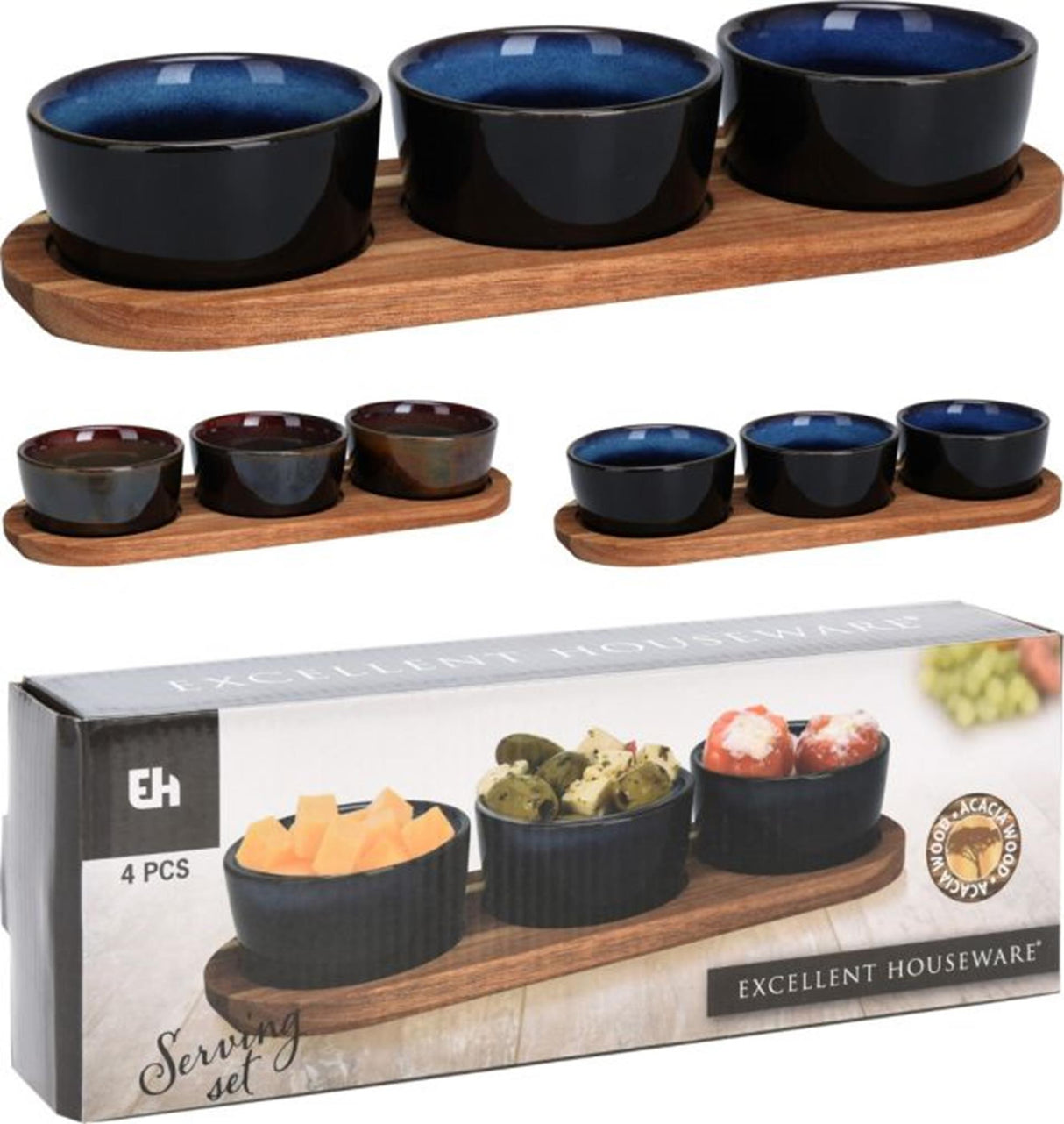 Ausgezeichnetes Haushaltswaren-Servierset auf Regal, 4-teilig