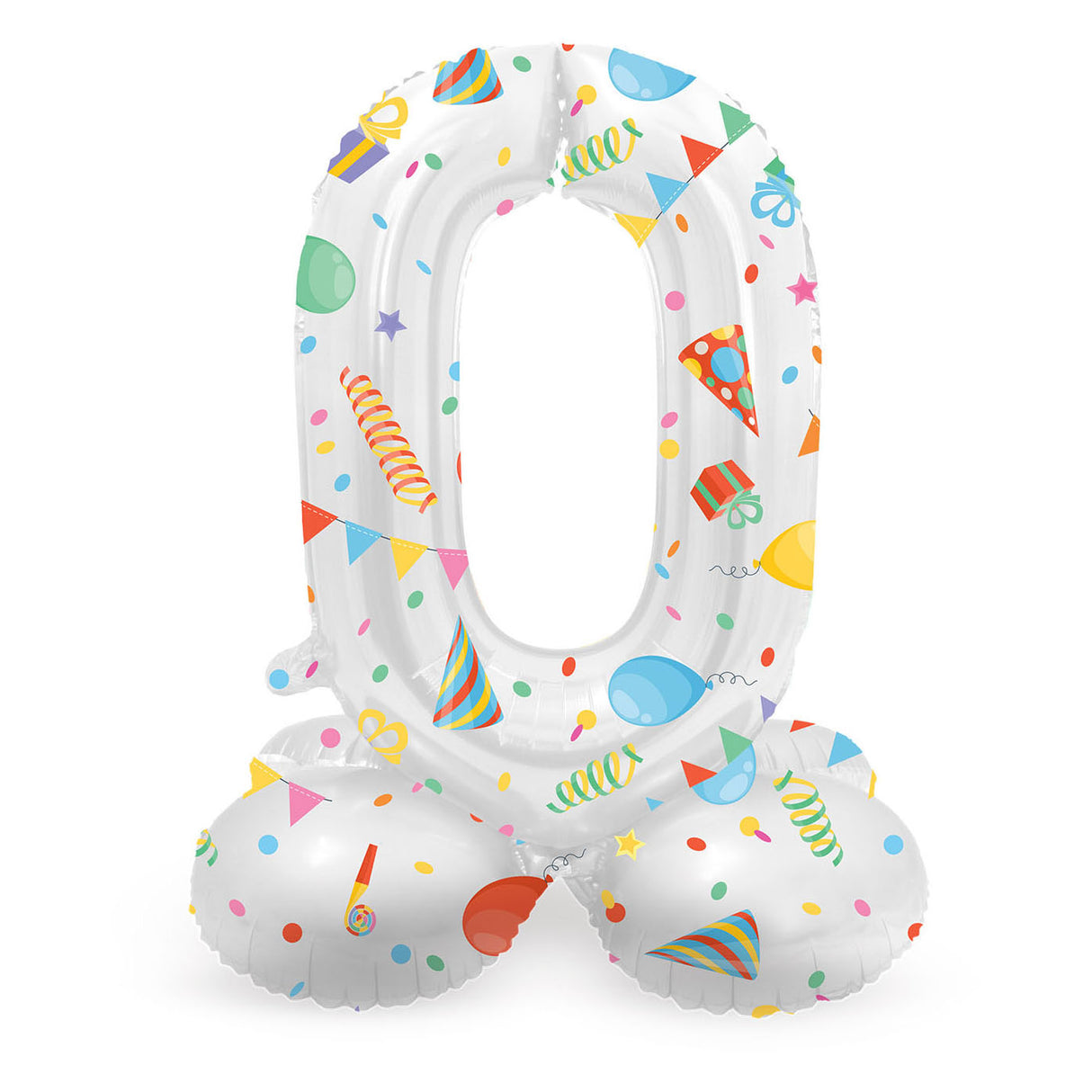 Folat bv stehender Folienballon „Frohe Party“ Nummer 0 – 72 cm