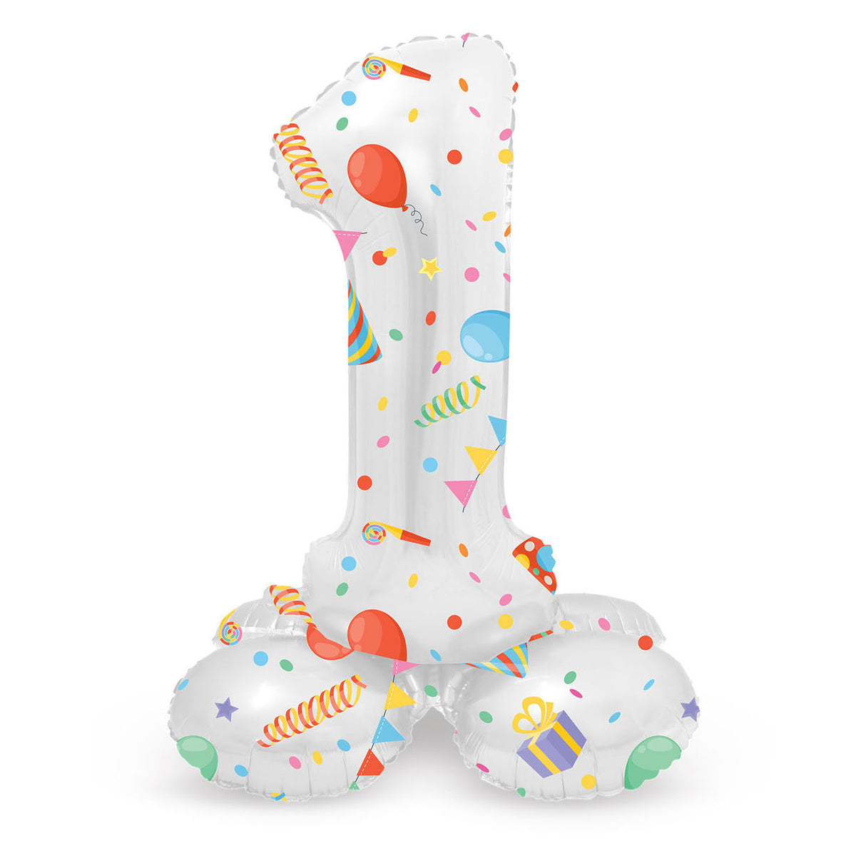 Folat bv stehender Folienballon „Frohe Party“ Nummer 1 – 72 cm