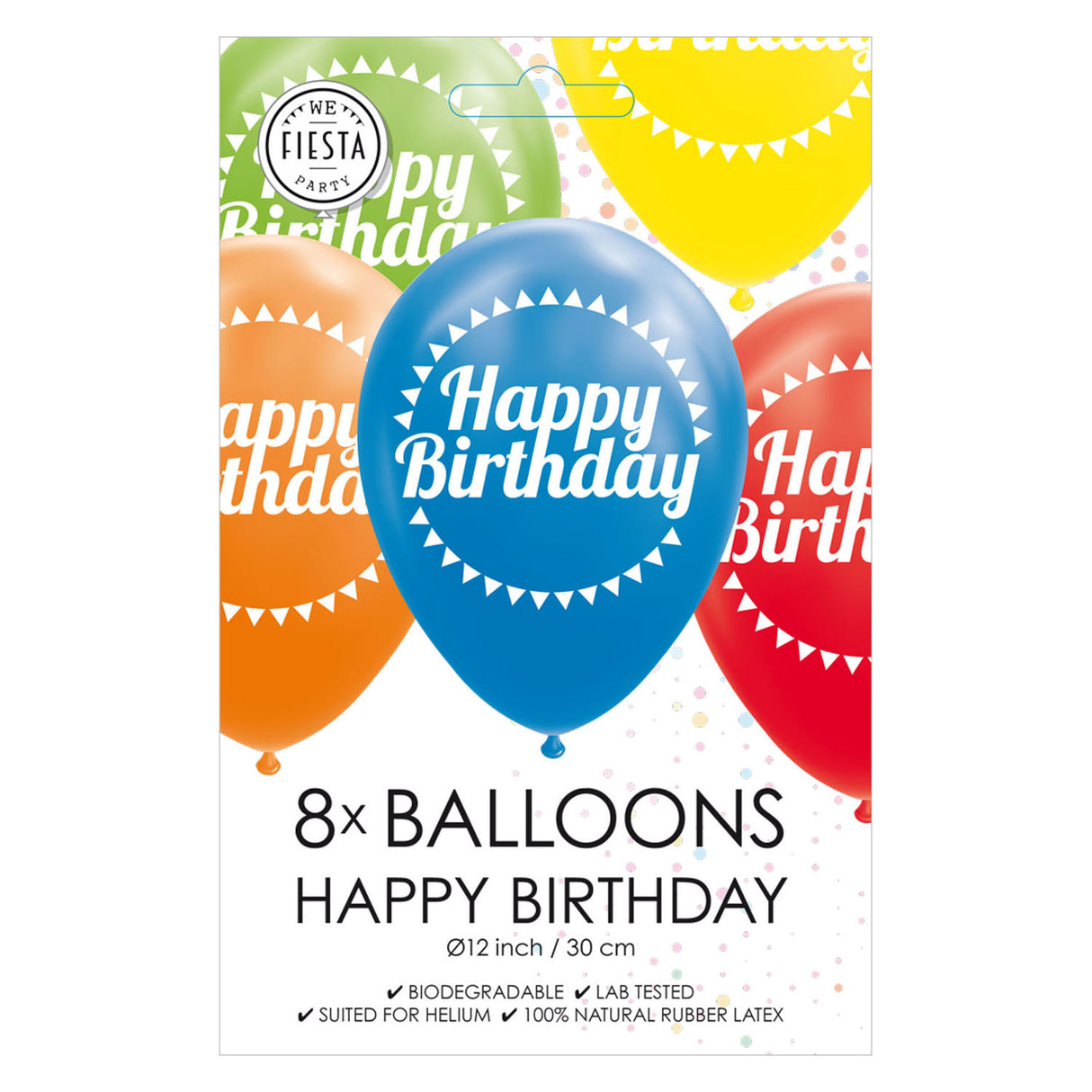 Globos Luftballons Happy Birthday Mix Farben 30cm, 8 Stk.