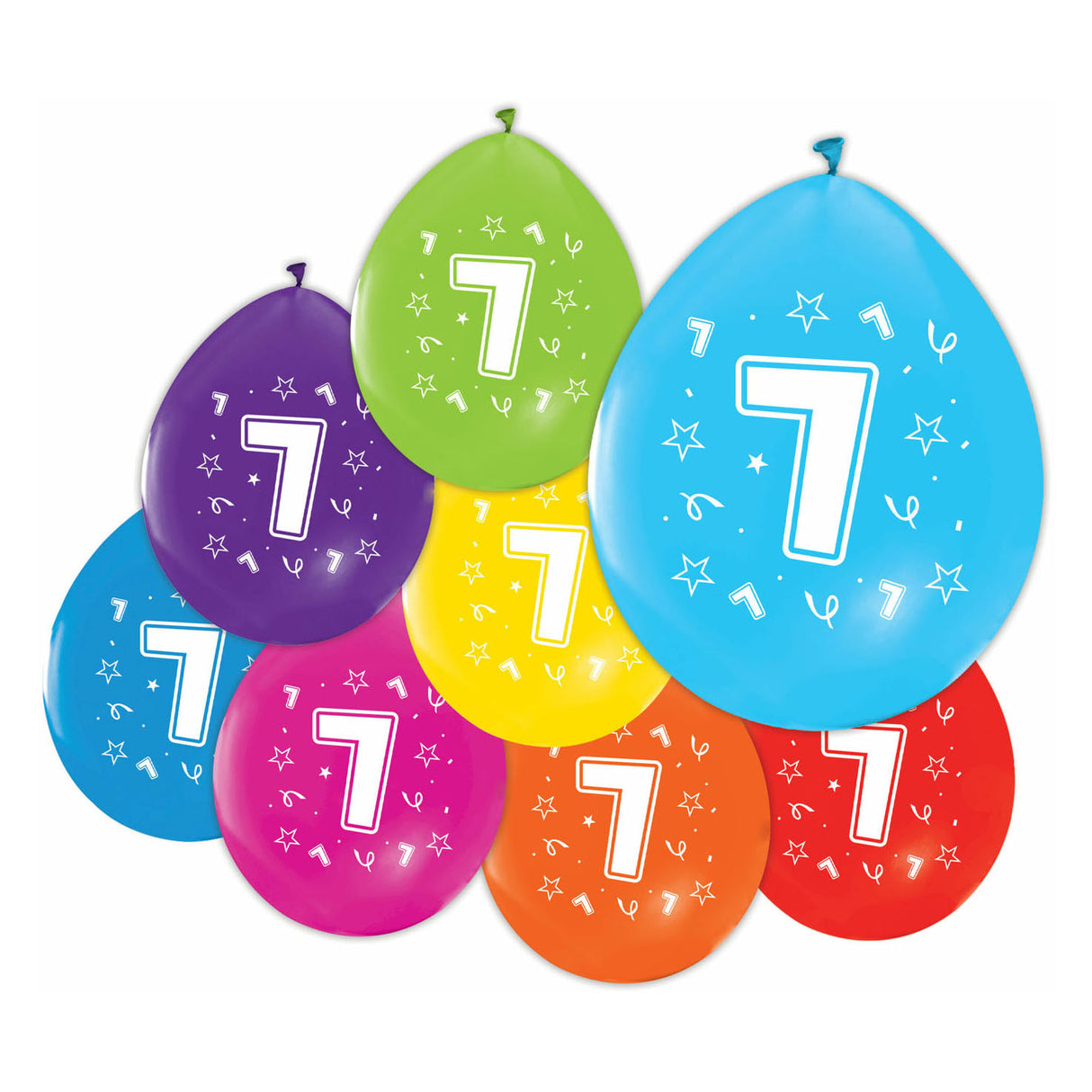 Ballons 2-seitige gedruckte Nummer 7, 8st.