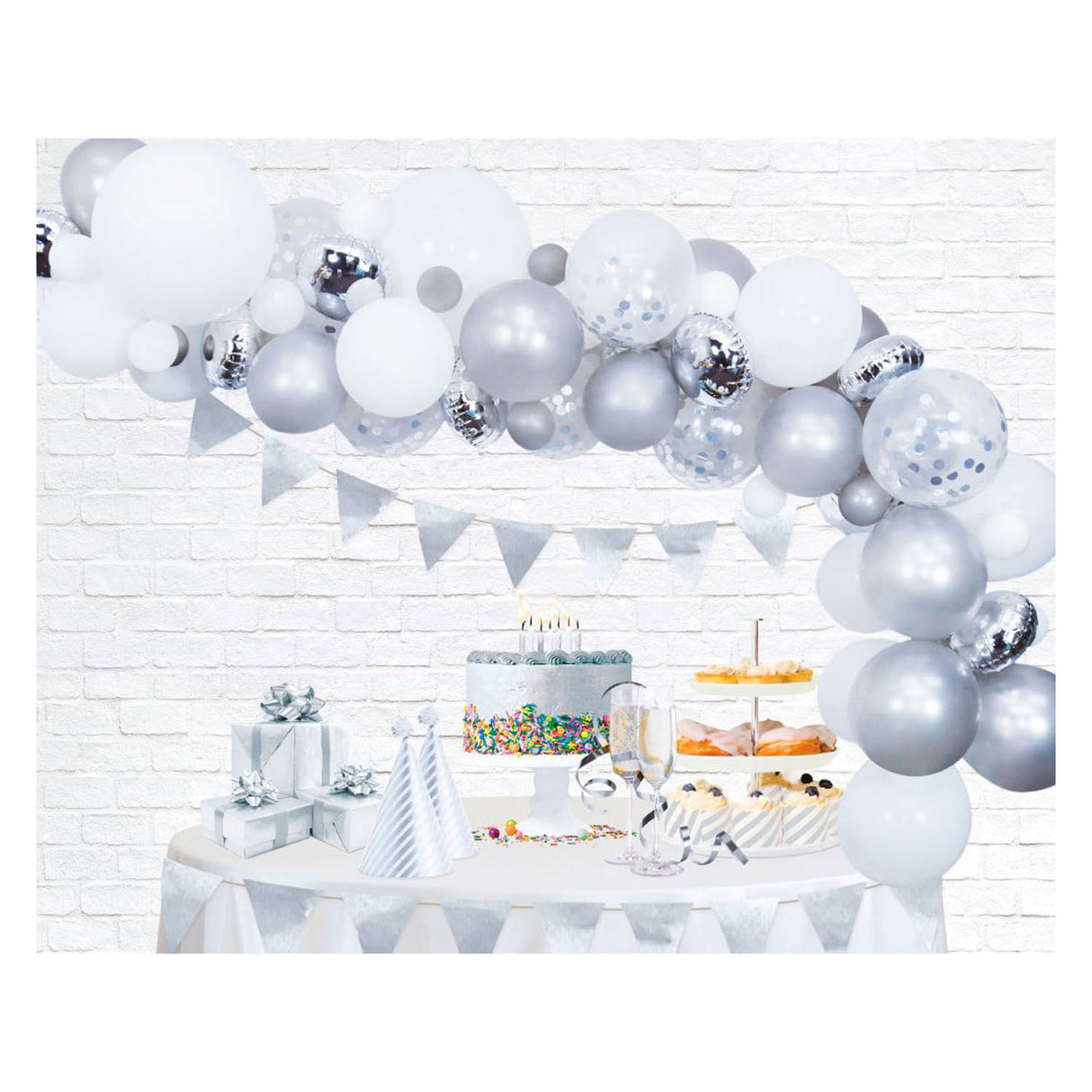 Globos Ballonbogen-Set Silber