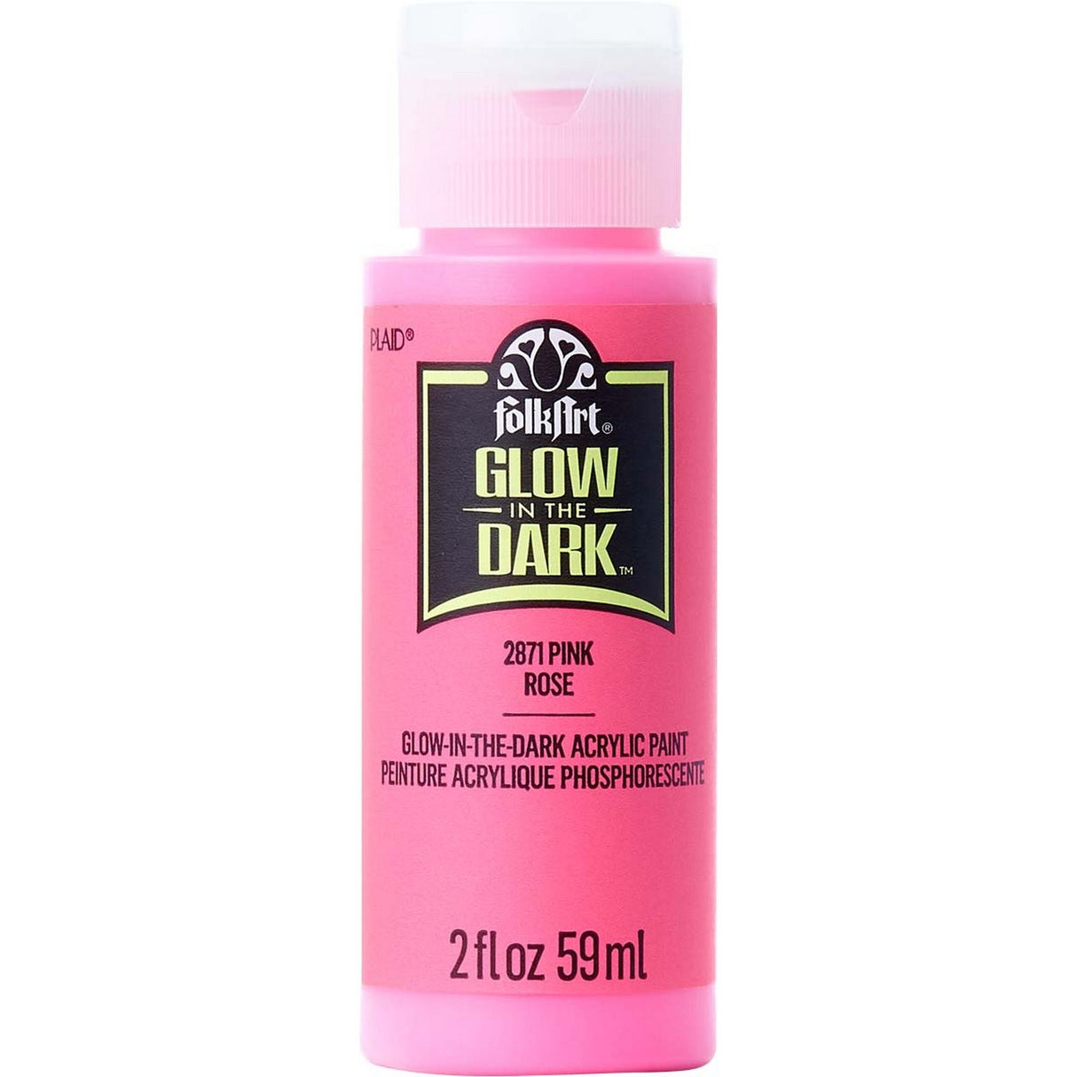 Folkart • im Dunkeln leuchtende Acrylfarbe, rosa, 59 ml