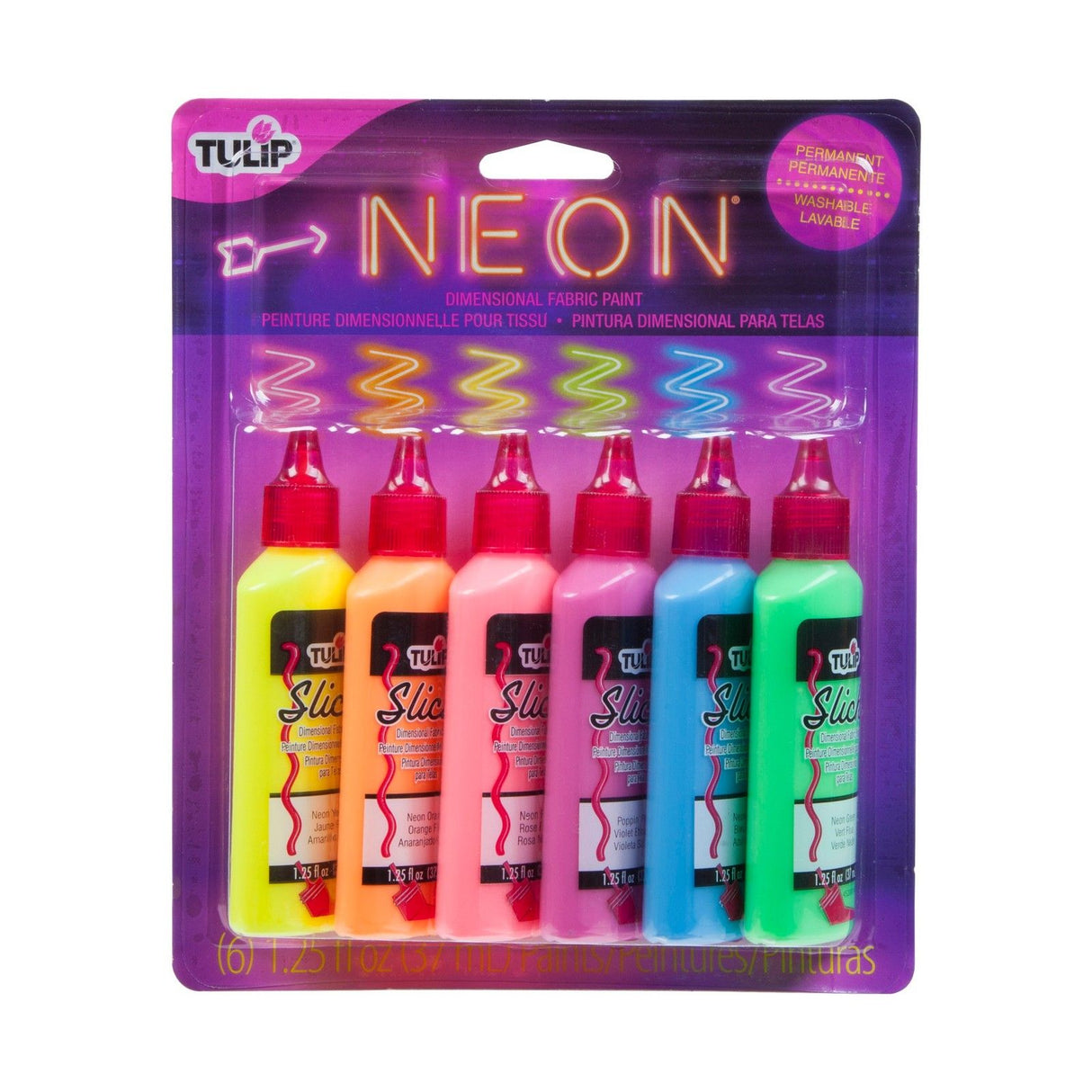 Tulpe • 3D-Textilfarbe 37ml Neon 6 Stk.