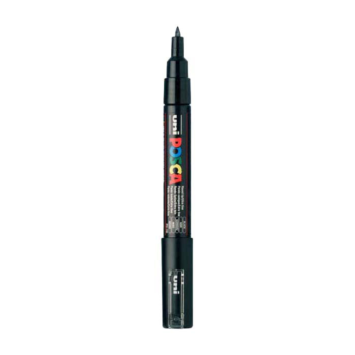 Uni-Posca Posca-Marker, Größe PC-1m, Strichstärke 0,7 mm, extrafein, schwarz, 1 Stück