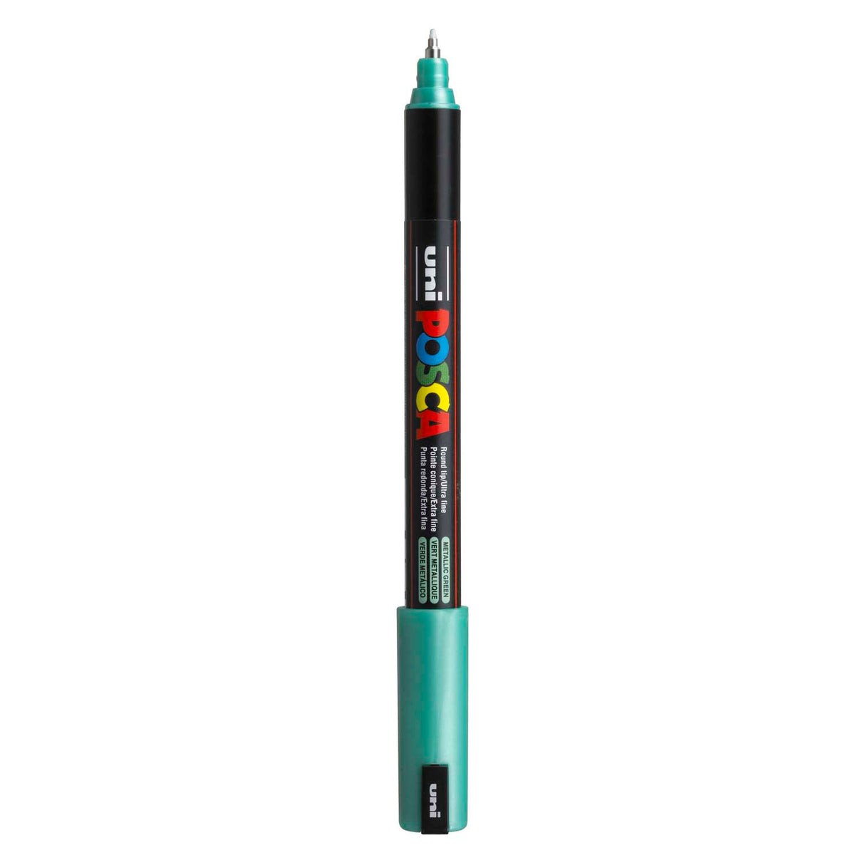 Uni-Posca Posca-Marker, Größe PC-1MR, Strichstärke 0,7 mm, extrafein, grün metallic, 1 Stück