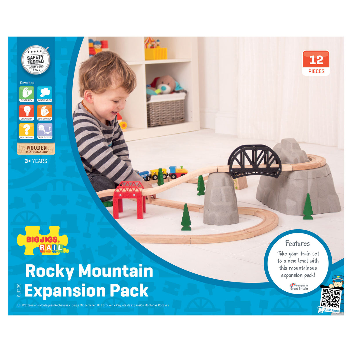 Bigjigs Wooden Rails - Rocky Mountain Expansion Set, 12dlg.