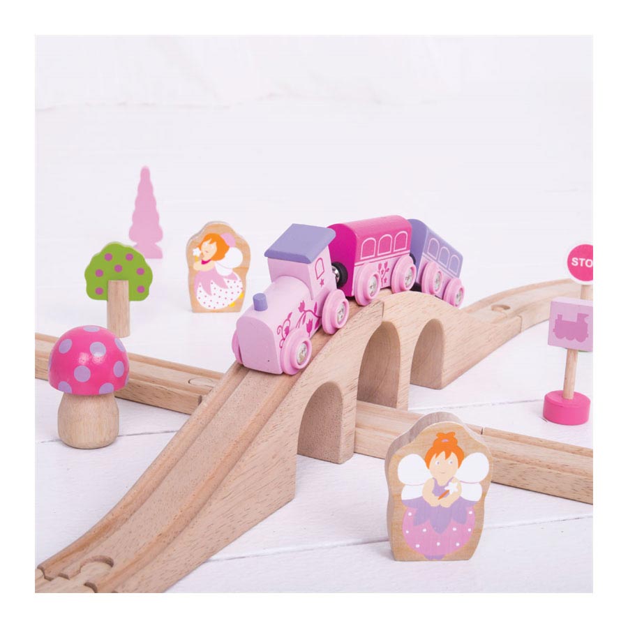Bigjigs Holzzug Set - Pink, 40dlg.