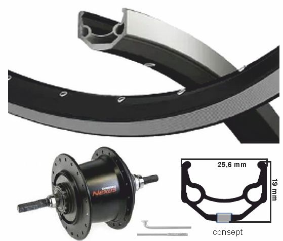 Kgs Hinterrad 28 Zoll 622 ZW ZILV Nexus 7 Rollenbremse Felgenbremse