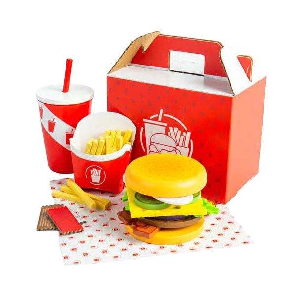 Bigjigs Holz-Burger- und Pommes-Set, 48-teilig.