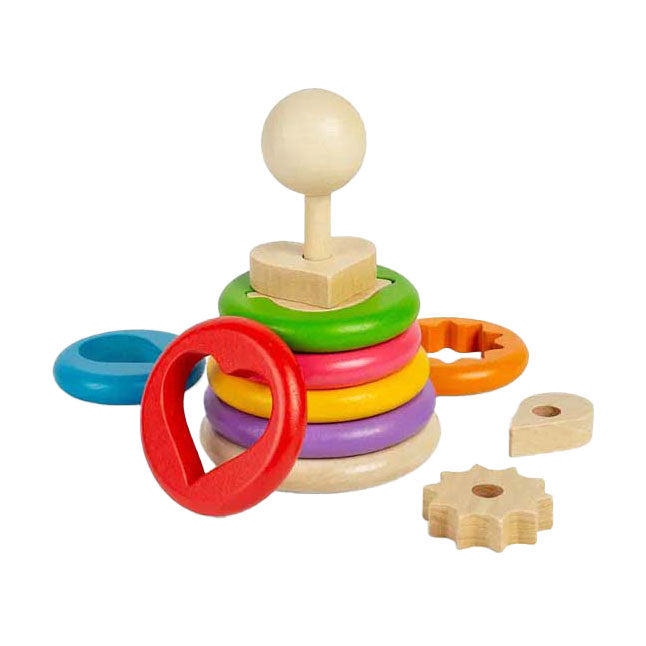 Bigjigs wooden secret shape stacker, 16 pcs.