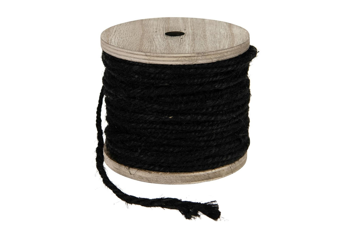 Dijk natural collections jute touw 130gr op houten spoel zwart