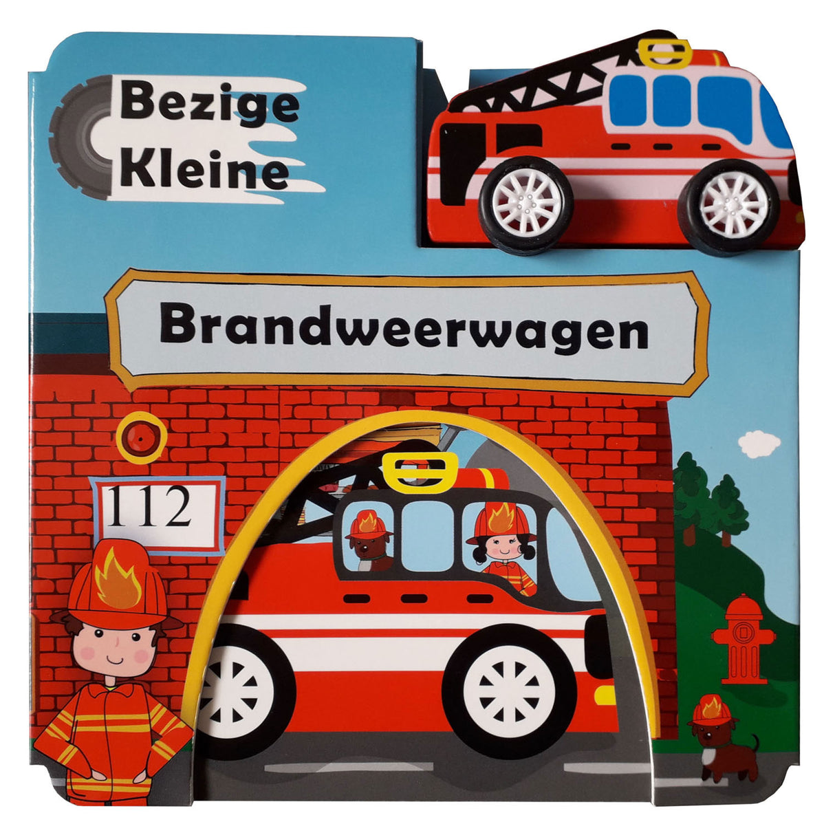 Mondikaarts Busy Small Fire Truck Tafelbuch mit Holzfahrzeug