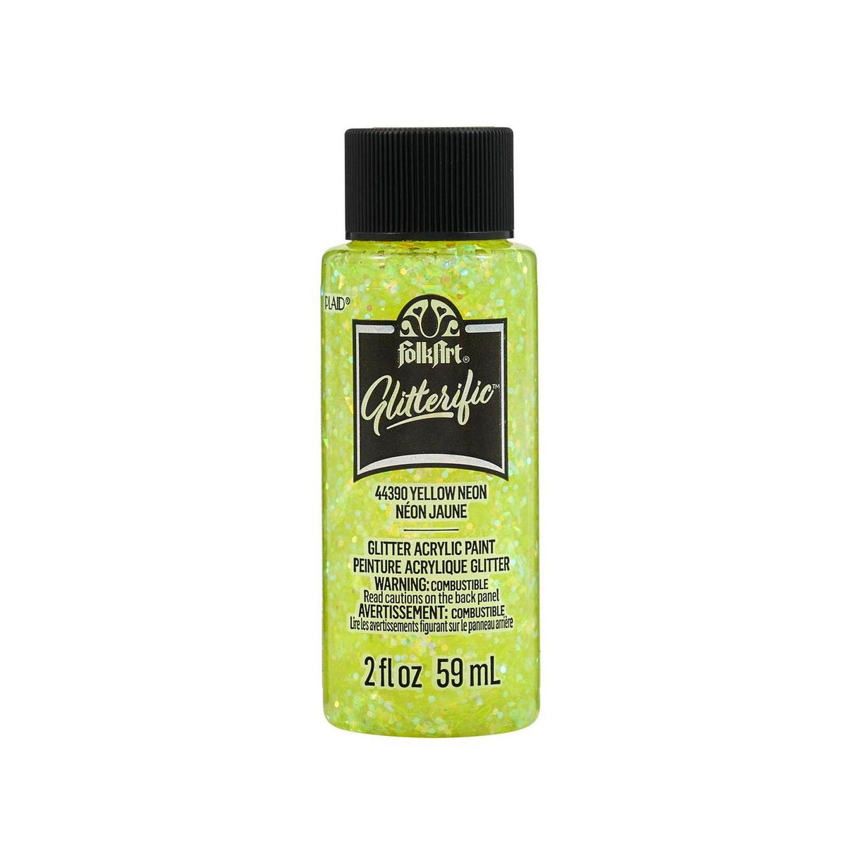 Folkart • glitzernde Acrylfarbe Neongelb 59 ml