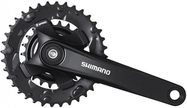 Shimano Kurbelgarnitur 2 x 9 Gänge Altus FC-M101 mit 175 mm Kurbelarm 36–22 Zähne mit Vierkantachse – Schwarz