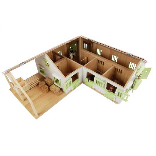 Kinderglobus Eckpferdestall mit 3 Boxen und Lagerraum 1:24 68x77x27cm rosa (ohne Zubehör)