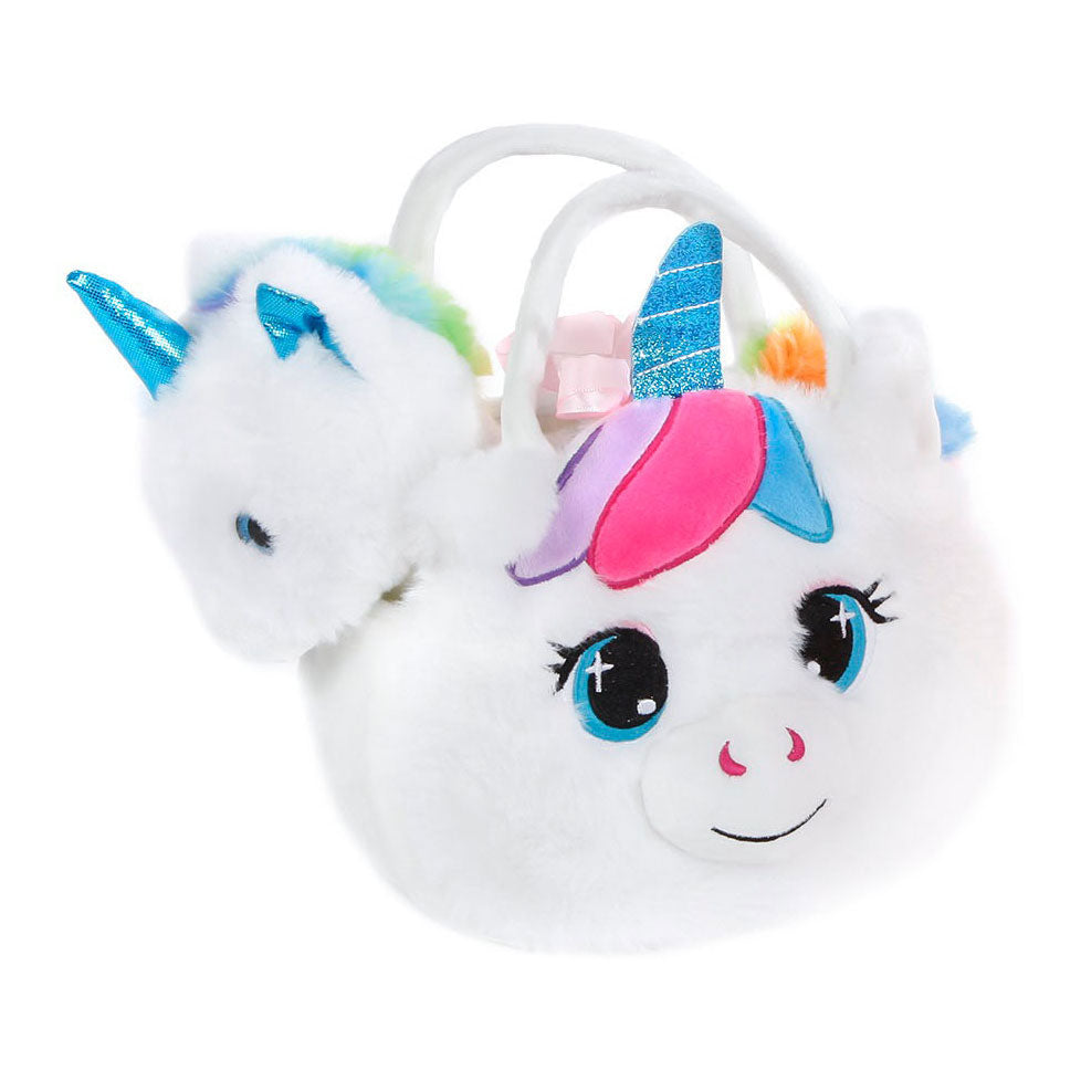 Einhorn Plüschtier in Handtaschenplüsch weiß, 20cm