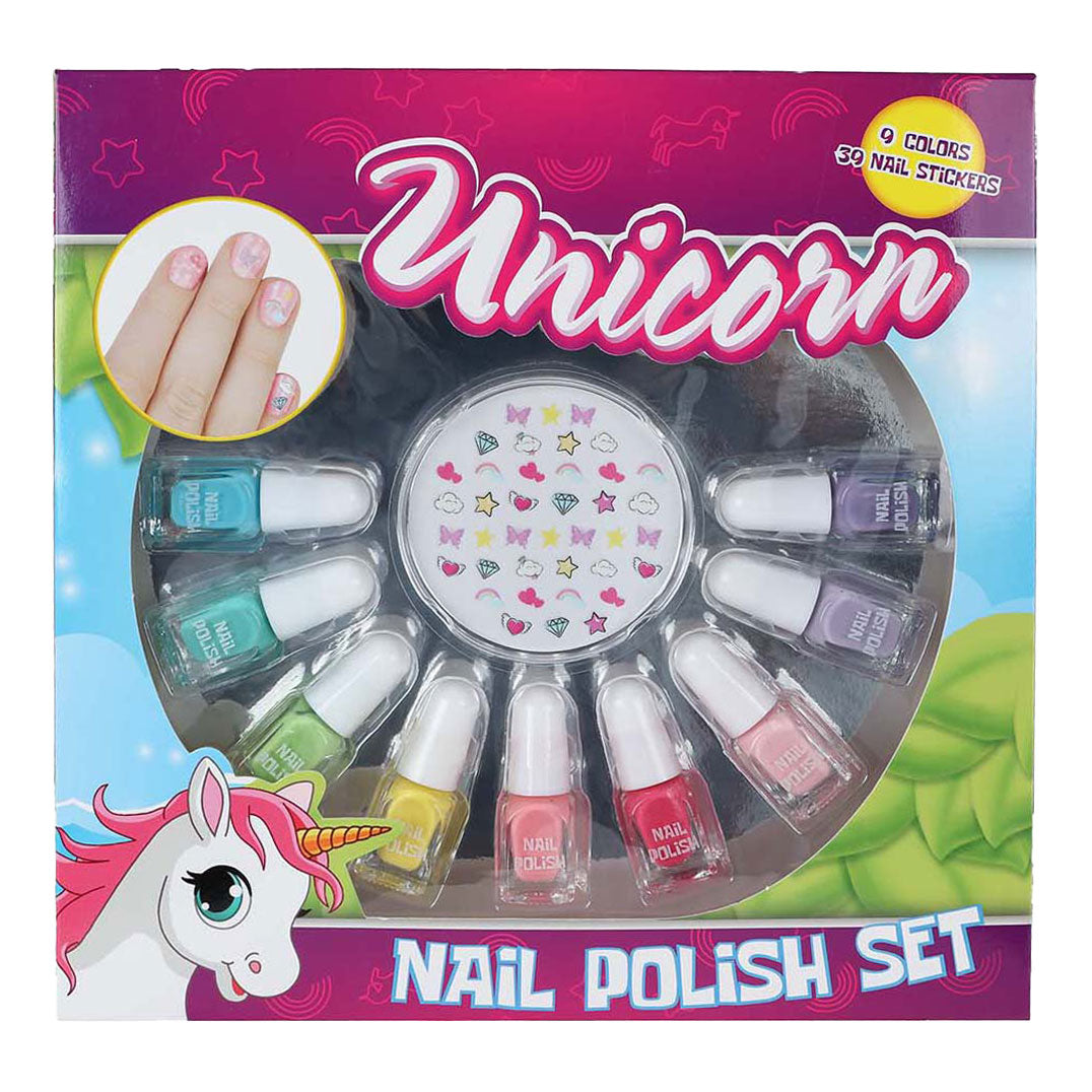 Einhorn-Nagellack-Set Einhorn mit Nagelaufklebern