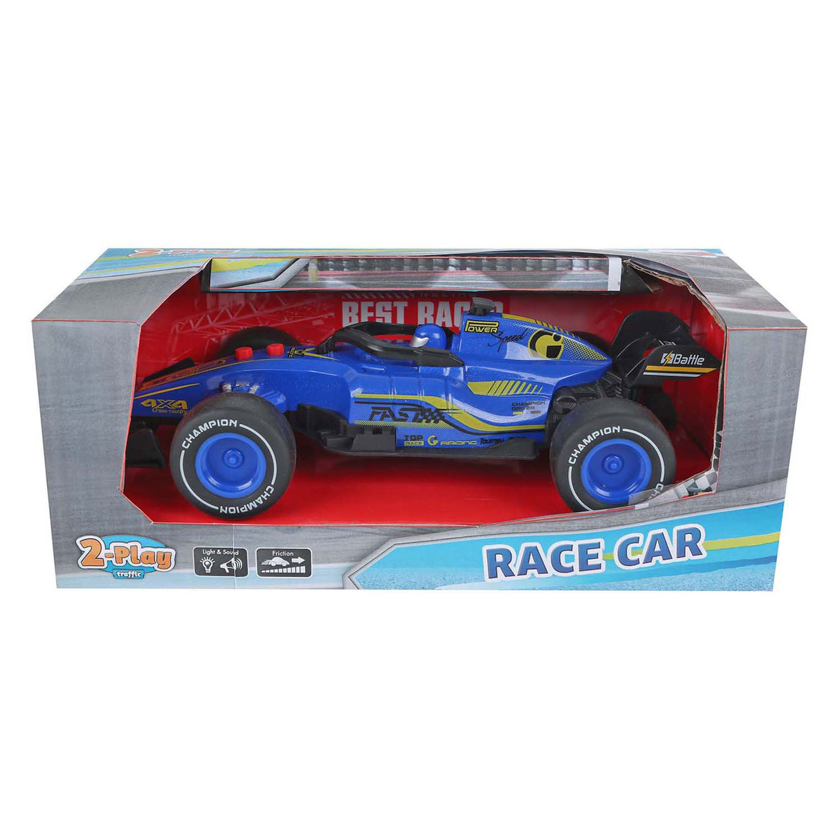 2-teiliger Formel-Rennwagen-Reiber mit Licht und Sound, 19 cm
