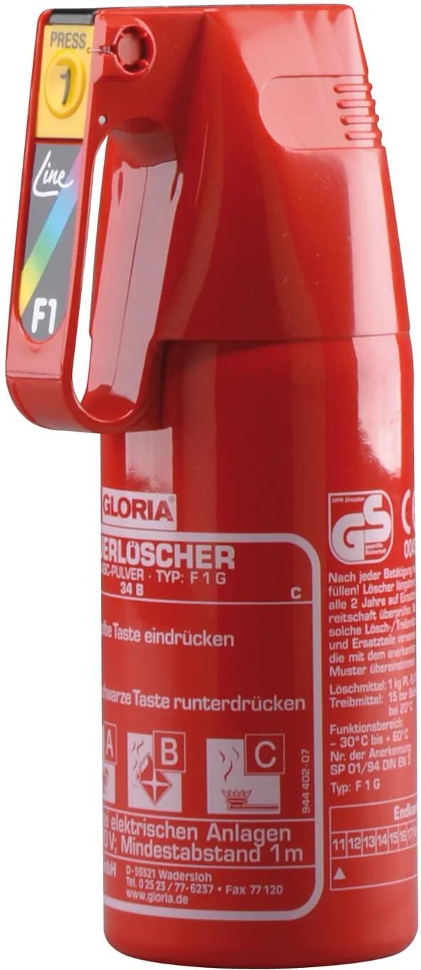 Gloria Feuerlöscher Easyline Feuerlöscher F1G 1 K ABC M.Car Halterung