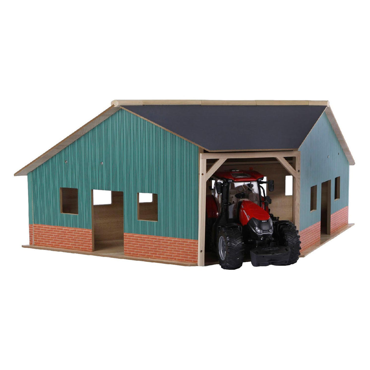 Kids Globe Globe Globe Shed Corner Wood für 2 Traktoren 1:16