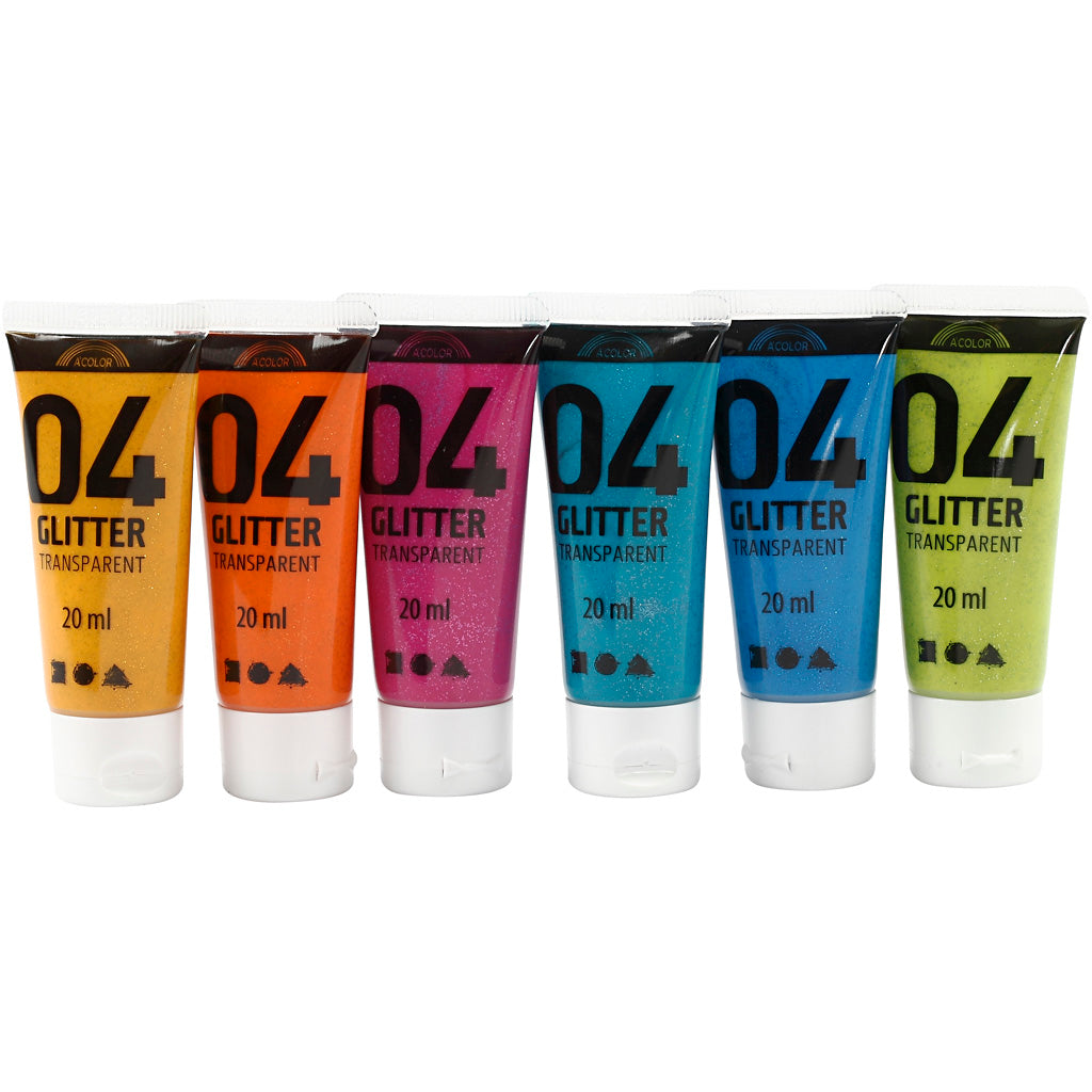 Creativ Company Children's Acrylfarbe Glitzerfarbe, 6x20ml
