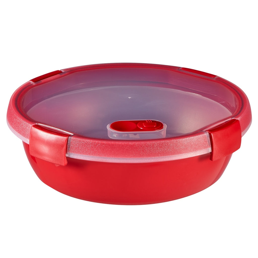 Curver Curver Mikrowellen-ECO-Dampfgarer, rund, 20 cm, 1 l, Rot