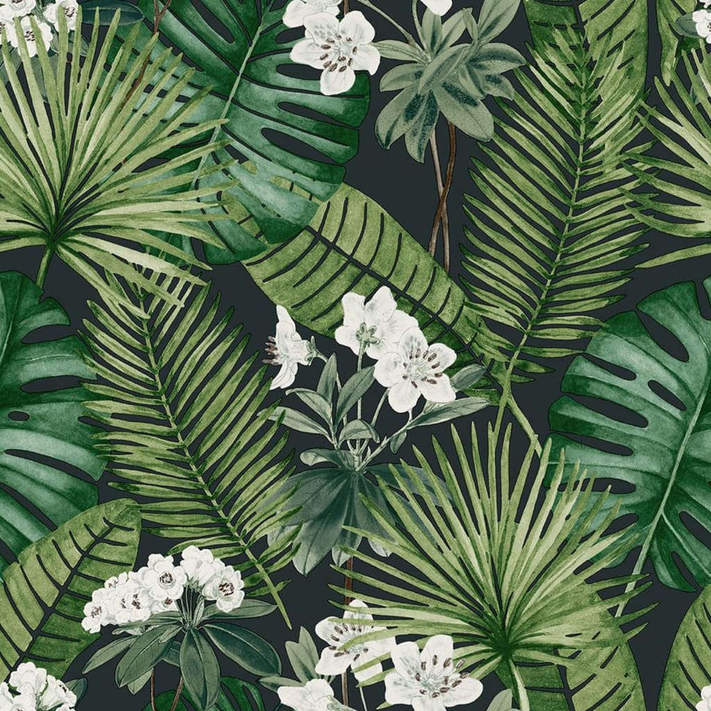 Niederländische Wandverkleidung Wallpaper Eden schwarz und dunkelgrün