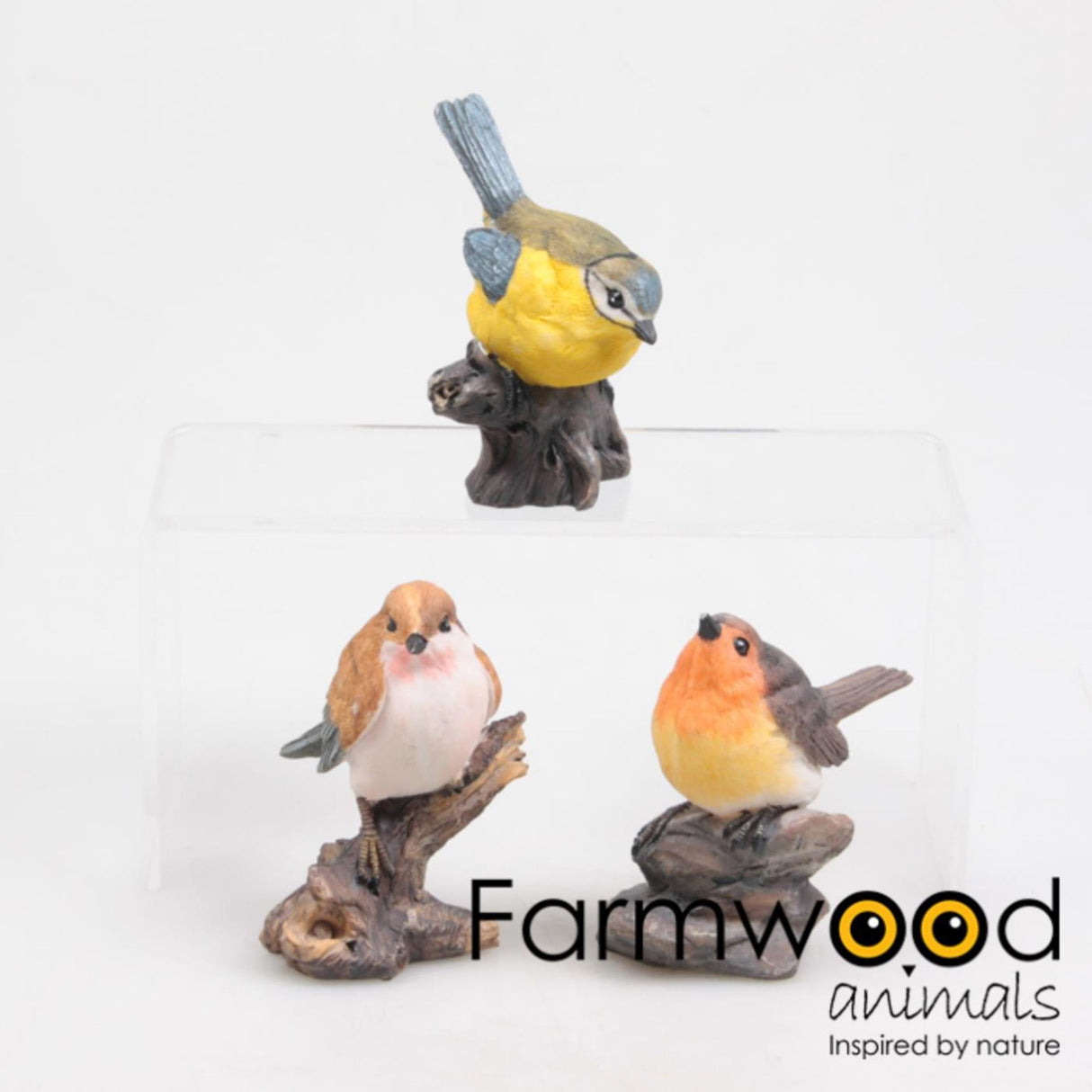 Farmwood animals farmwood vogel op steen stronk 6x3,5x7cm