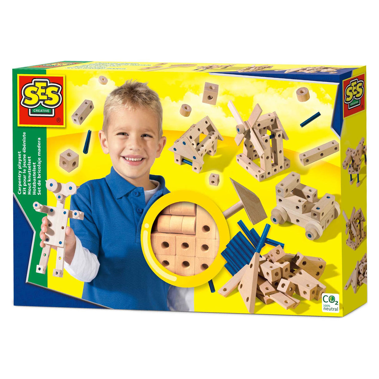 Sechs Bastelsets aus Holz