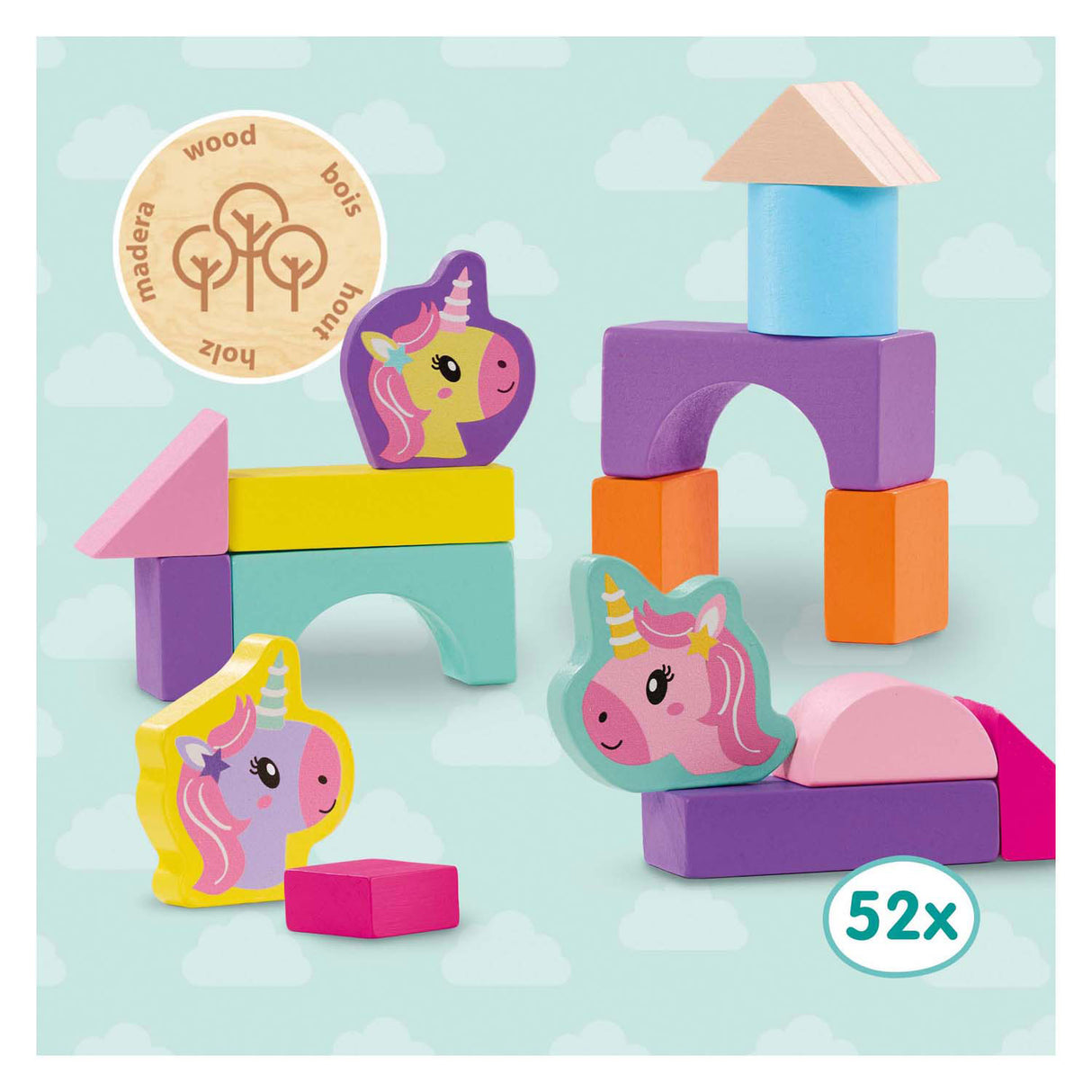 Ses Holzbausteine Einhorn, 52 Stk.