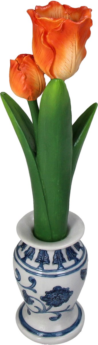 Hd collection kaarsenhouder tulp polyresin 9,5x9x35cm