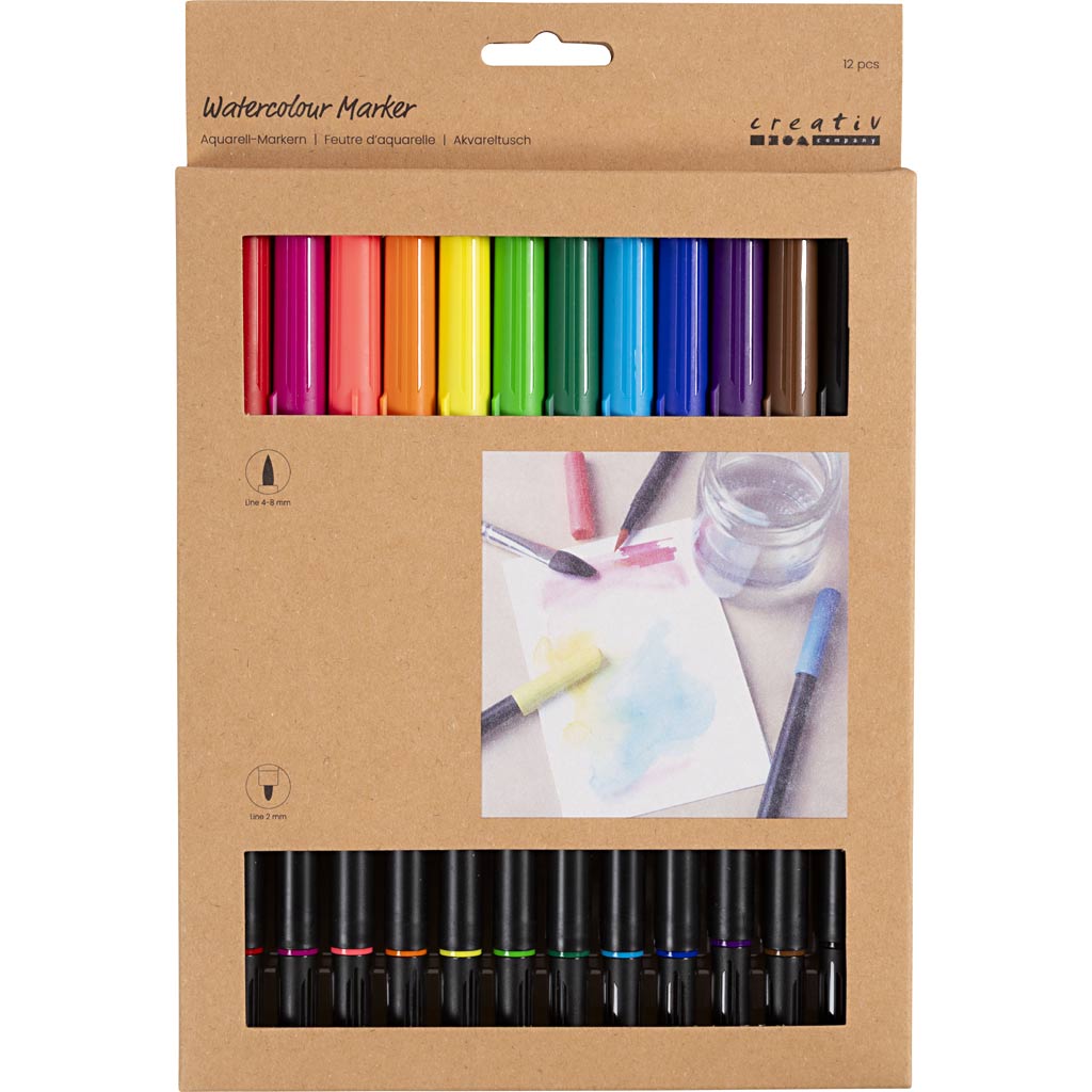 Aquarell Marker Standardfarben, 12st.