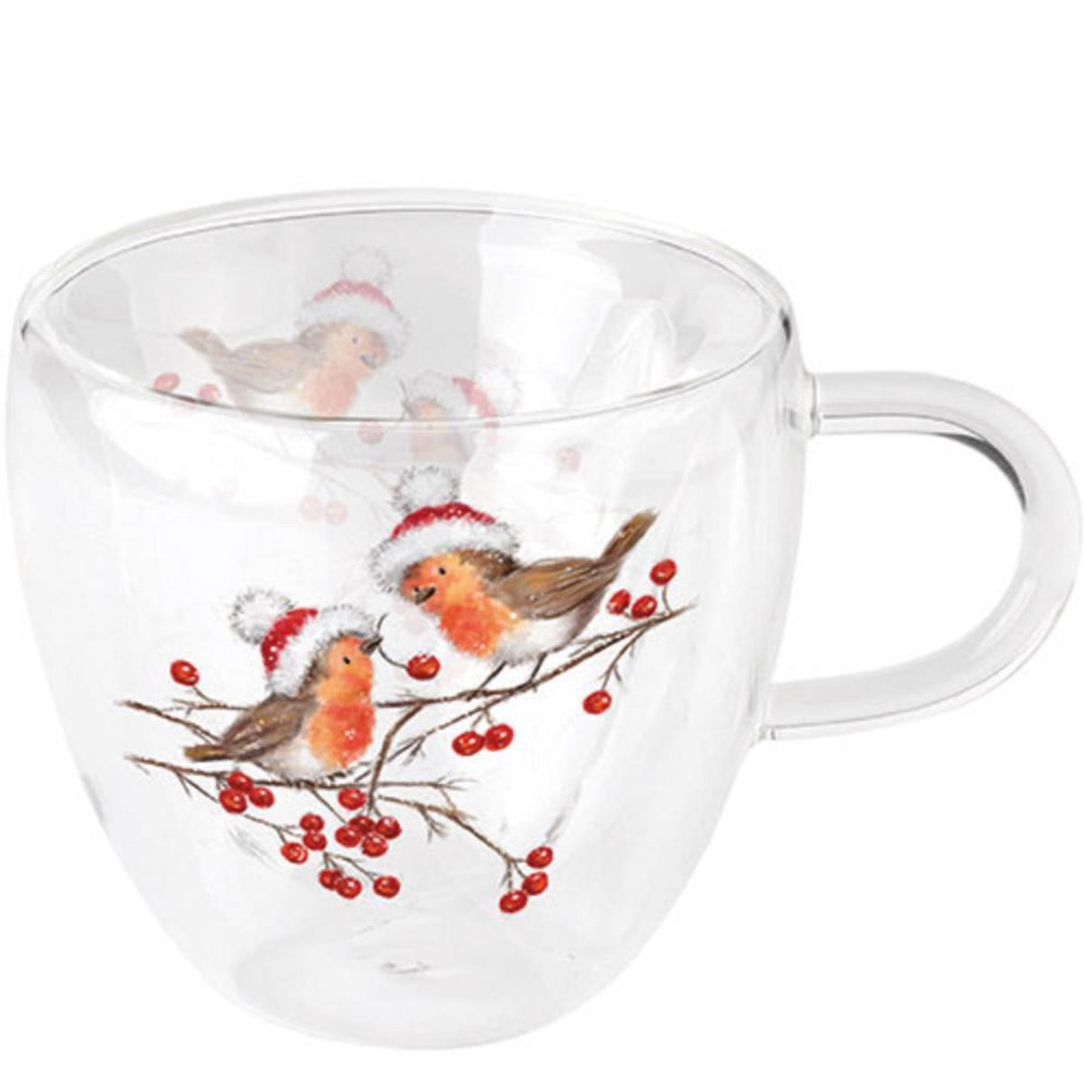 Ambiente Glas 0,2l Weihnachtsrotkehlchen